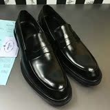 香港代购普拉达/PRADA男鞋商务套脚经典低跟英伦欧美漆皮高档正装