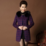 韩版2015春秋新款 中长款高端女羊毛呢子大衣外套毛领冬修身上衣