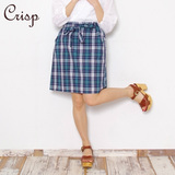 Crisp 日系森女系春夏新款女式格子半身裙少女包臀裙子系带裙子