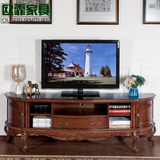 新款美式电视柜 实木雕花欧式客厅组合地柜 储物柜 2/2.2/2.4米