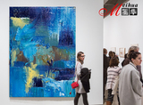 超大抽象蓝色块巨幅现代简约无框画 客厅装饰画油画挂画背景墙画