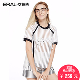 艾莱依2016夏季新款雪纺衫短袖纯色短款女士上衣潮ERAL35010-EXAB