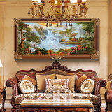 聚宝盆欧式古典山水风景手绘油画酒店办公室客厅风水装饰画有框画