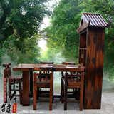 老船木茶桌 吧台组合全实木客厅隔断高大桌喝红酒桌现代中式 精品