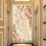 3D立体玄关壁画壁纸过道客厅走廊流行装饰画墙纸简欧式浮雕蝶恋花