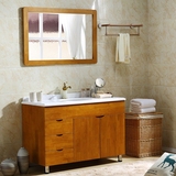 简约古典浴室柜欧式美式卫浴柜镜柜高端橡木实木大理石台面洗漱台