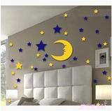 星星月亮立体墙贴水晶 3d亚克力漫天星光儿童卧室墙贴花 包邮