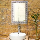 特价浴室镜椭圆欧式复古镜子青花瓷镜子雕花卫生间中式仿古镜壁挂