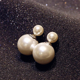 S925纯银高质量双面珍珠前后耳钉大牌款打标欧美韩国防过敏耳环