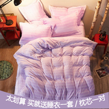 纯色珊瑚绒四件套加厚冬季法莱绒1.8m床单床上用品床笠韩版法兰绒