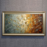 现代抽象装饰画立体手绘油画欧式客厅玄关挂画餐厅金色郁金香