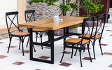 欧美式复古餐桌椅子铁艺实木桌椅组合家居桌子做旧长桌子家具
