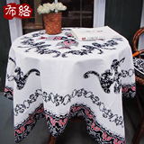 布络热卖棉麻中式餐桌布 布艺现代实木茶几长方形圆桌台布 吉庆余