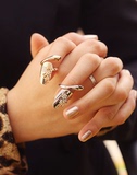 韩国高端品指甲戒指女指环护甲套个性满钻锆石珍珠镶钻花朵戒指