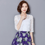 纯色通勤短款蕾丝镂空刺绣短外套2016年夏季新款韩版时尚小披肩