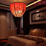 中式手绘吊灯布艺红灯笼茶楼过道灯 餐厅酒店包间工程灯布灯吊灯