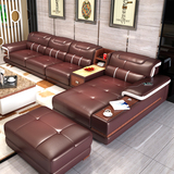 几度现代简约 客厅真皮沙发 可定制做 可充电多功能储物皮艺沙发