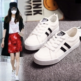 帆布鞋女球鞋夏季小白鞋系带韩版休闲鞋布鞋学院风黑白色平跟板鞋
