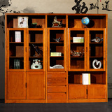 实木书柜 现代中式书架 文件柜二门三门四门 组合书柜 书房家具