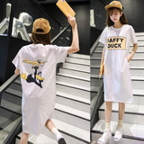 2016夏季短袖打底中长款上衣宽松韩版女装字母衣服通勤学生T恤
