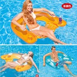 包邮美国INTEX成人男女士游泳圈充气浮排躺椅带把手坐式休闲浮床