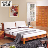 奥克林家具现代中式实木床软靠背双人床1.5 1.8米婚床高箱储物床