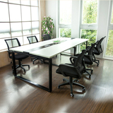 办公家具时尚会议桌 黑白经典搭配金属支架会议桌 长条桌