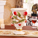 欧式彩色陶瓷鎏金花瓶创意田园家居客厅软装饰工艺品桌面花瓶摆件