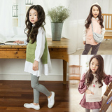 2016韩版秋款童装女童针织衫外套儿童毛线背心中大童套头马甲毛衣