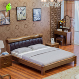 佛山家具 胡桃木色双人大床 卧室1.8米排骨架气动高箱床 实木婚床