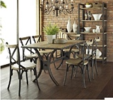 loft美式乡村复古铁艺实木桌子做旧餐桌创意办工桌休闲咖啡桌