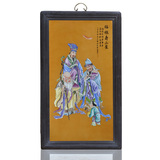 中堂陶瓷手绘粉彩福禄寿瓷板画壁挂画竖条幅有框画仿古装修壁饰
