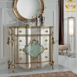 罗曼盛堡 欧式实木雕花4斗柜法式美式别墅小户型彩绘门厅装饰柜