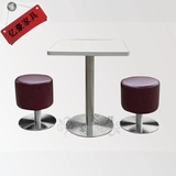 中式快餐桌椅 食堂分体餐桌椅 不锈钢皮面酒吧奶茶店可移动吧凳