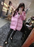 2015新款韩版中长款面包服粉红色茧型羽绒服女装休闲冬季宽松轻薄