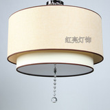 现代中式简约布艺水晶羊皮玄关门厅吊灯 简约卧室客厅LED吸顶灯