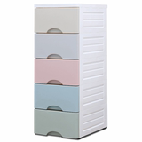fj环保塑料瘦型四层抽屉式夹缝收纳柜可移动窄版储物柜子