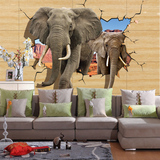鑫雅3D立体抽象大象儿童房墙纸壁画现代简约客厅沙发电视背景壁纸