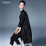 OIBEE2016春装新款风衣女韩版宽松中长款圆领外套时尚女装潮