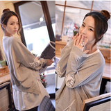 2016秋季新款韩版女装卫衣 长款纯棉通勤单件圆领长袖棉套头T恤衫