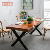 美式铁艺实木餐桌 原木小户型餐桌椅组合简约现代长方形木桌饭桌