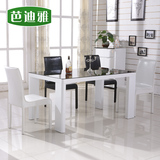 钢化玻璃餐桌一桌四椅/六椅时尚钢木餐桌系列长方形隔热餐桌603E