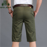 Afs Jeep/战地吉普男士休闲短裤男夏季薄款纯棉直筒七分沙滩短裤