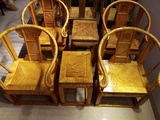 特价精品金丝楠木水波纹大叶楠圈椅皇宫椅古典红木家具三件套