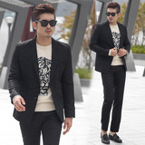 韩国代购男装春季新款迷彩西装优雅商务韩版修身职业男士西服套装