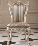 欧式全实木餐椅美式白色描金布艺餐椅餐厅家具餐桌椅组合别墅餐椅