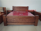 老榆木家具 全实木大床1.8米双人床 原生态简约现代中式  卧室