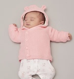 英国mothercare童装代购2016春款女宝宝小耳朵连帽纯色针织衫开衫