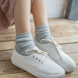 靴下物春夏季短筒彩色复古棉袜纯色韩国女袜子森女系运动袜女短袜
