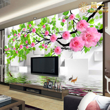 无缝墙布3d立体大型壁画粉红玫瑰 客厅卧室温馨电视背景墙纸壁纸